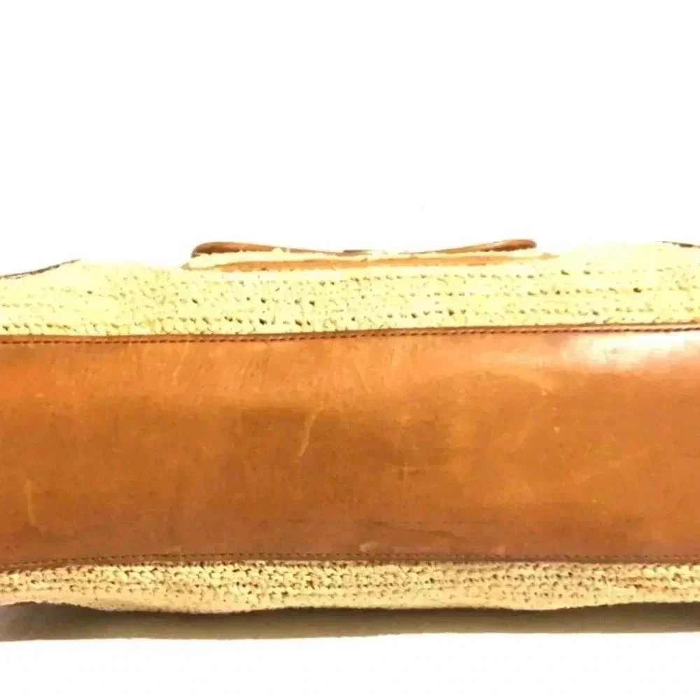 Michael kors beige brown woven leather satchel handbag